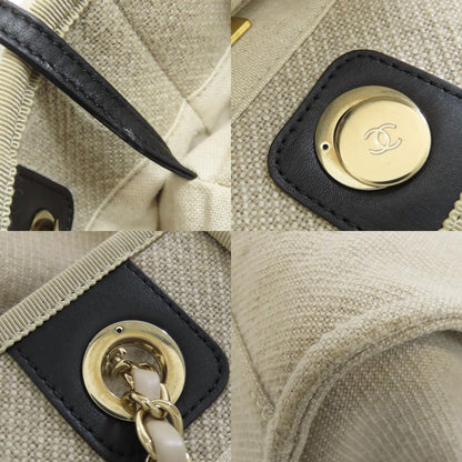 CHANEL シャネル ドーヴィル ゴールド金具 トートバッグ キャンバス レディース 中古