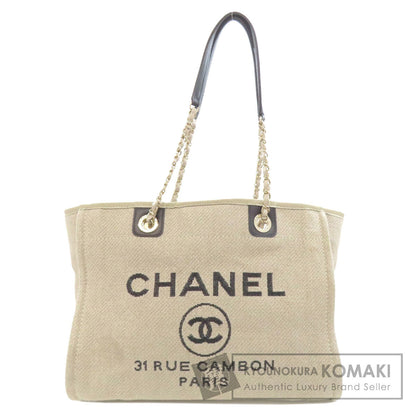 CHANEL シャネル ドーヴィル ゴールド金具 トートバッグ キャンバス レディース 中古