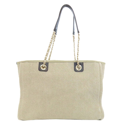CHANEL シャネル ドーヴィル ゴールド金具 トートバッグ キャンバス レディース 中古