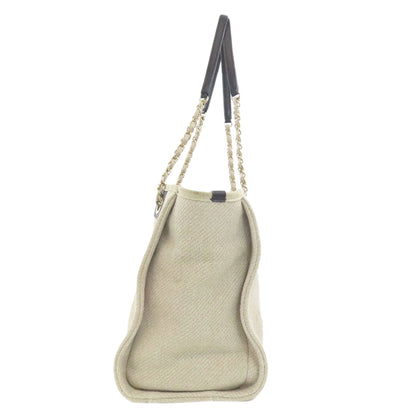 CHANEL シャネル ドーヴィル ゴールド金具 トートバッグ キャンバス レディース 中古