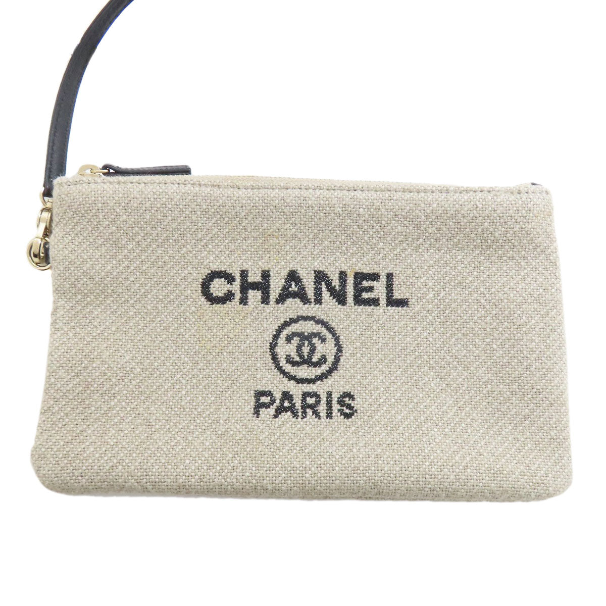 CHANEL シャネル ドーヴィル ゴールド金具 トートバッグ キャンバス レディース 中古
