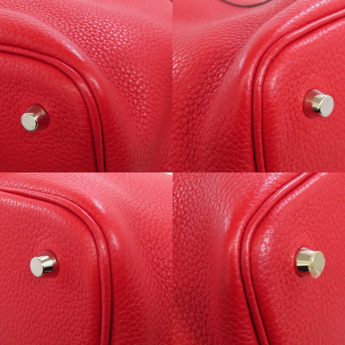 HERMES エルメス ピコタンロックMM ルージュカザック シルバー金具 ハンドバッグ トリヨン レディース 中古