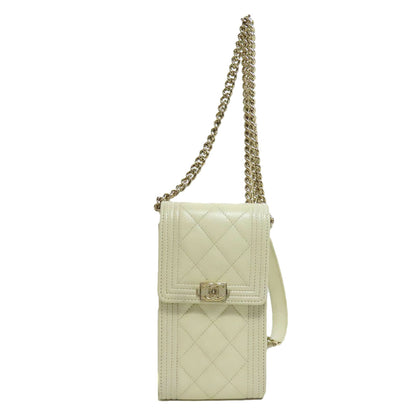 CHANEL シャネル ボーイシャネル ゴールド金具 スマートフォンケース グレインド カーフスキン レディース 中古