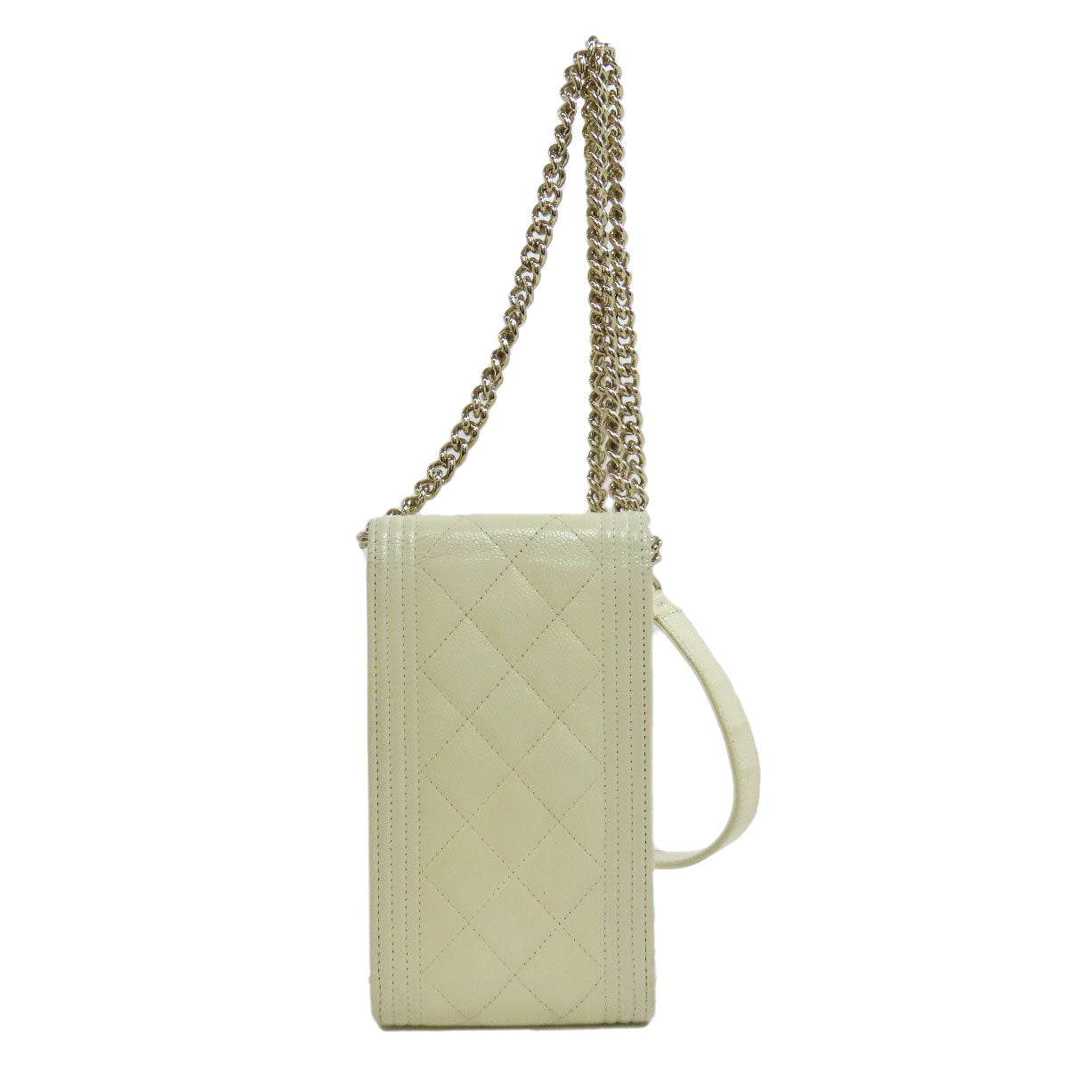 CHANEL シャネル ボーイシャネル ゴールド金具 スマートフォンケース グレインド カーフスキン レディース 中古