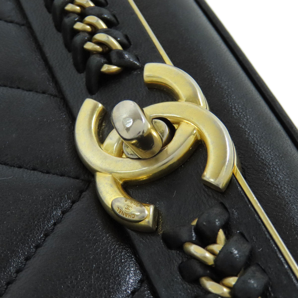 CHANEL シャネル Vステッチ ゴールド金具 2WAY ショルダーバッグ ラムスキン レディース 中古