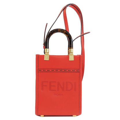 FENDI フェンディ サンシャインショッパー ミニ 2WAY ハンドバッグ レザー レディース 中古