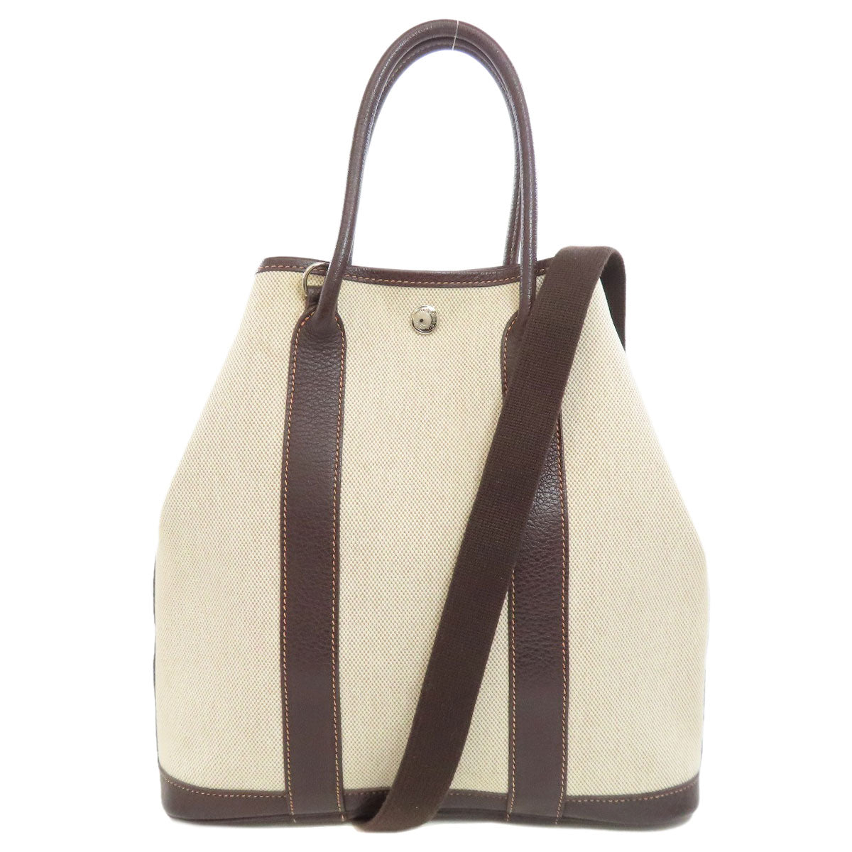 HERMES エルメス ガーデンファイル シルバー金具 ハンドバッグ トワルアッシュ レディース 中古
