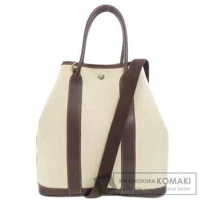 HERMES エルメス ガーデンファイル シルバー金具 ハンドバッグ トワルアッシュ レディース 中古
