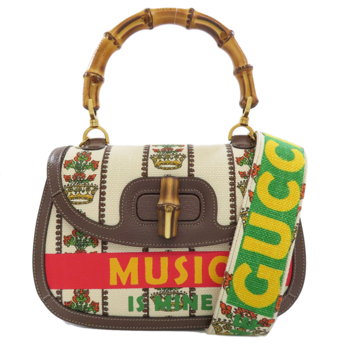 GUCCI グッチ 681173 バンブーバッグ 100周年記念モデル ハンドバッグ キャンバス レディース 中古