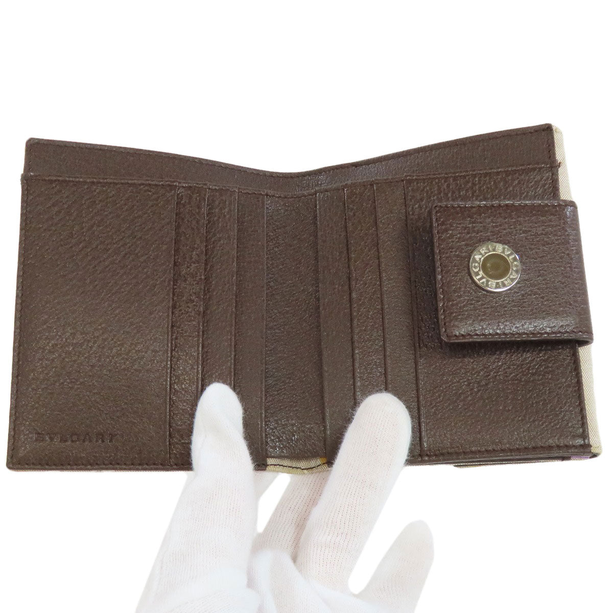 BVLGARI ブルガリ ロゴマニア ブルガリブルガリ 二つ折り財布（小銭入れあり） キャンバス レディース 中古