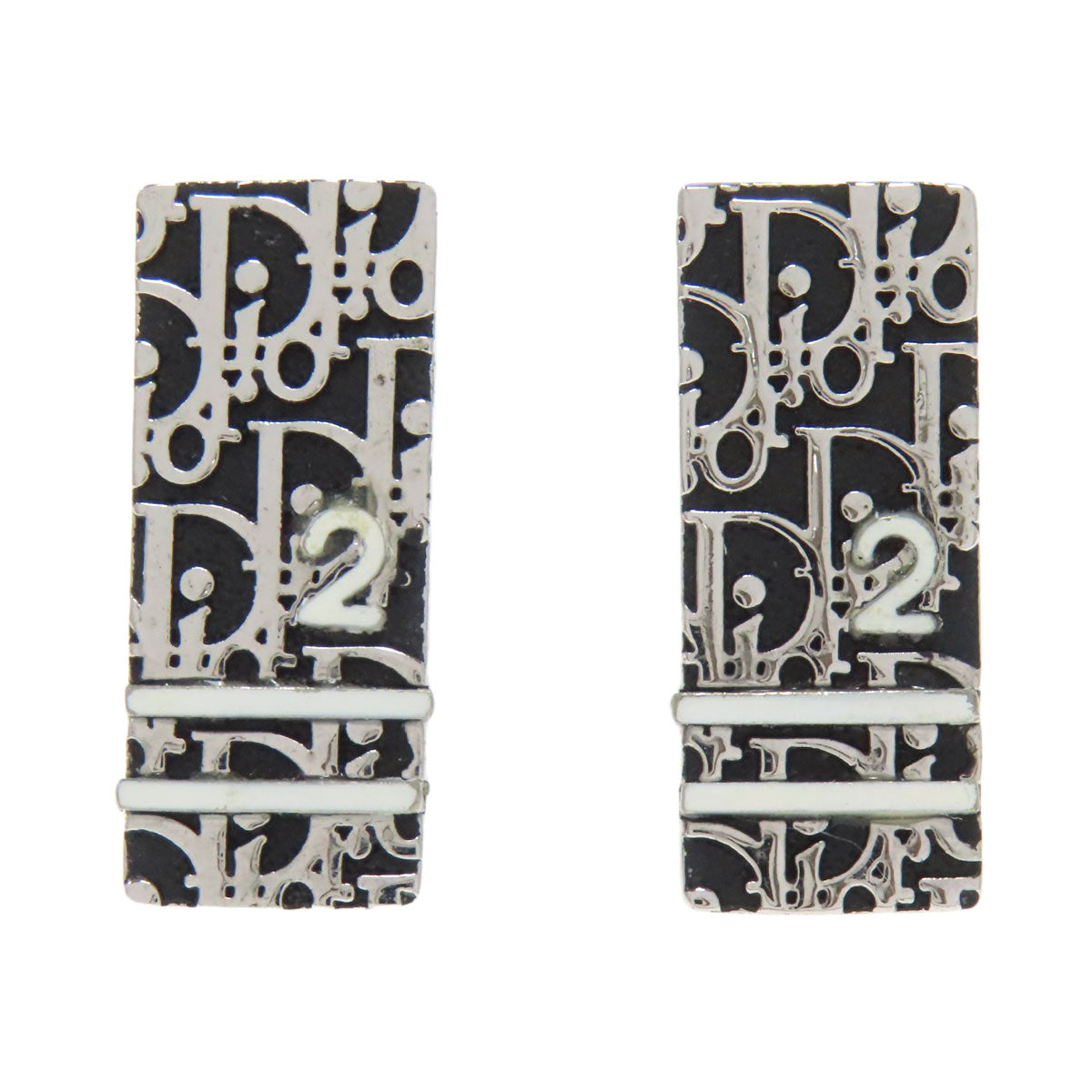 CHRISTIAN DIOR クリスチャンディオール トロッター柄 イヤリング 金属製 レディース 中古