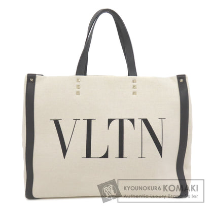 VALENTINO バレンティノ ロゴ スタッズ トートバッグ キャンバス レディース 中古