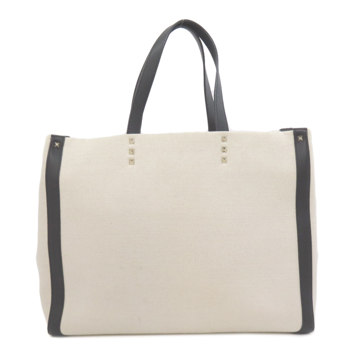 VALENTINO バレンティノ ロゴ スタッズ トートバッグ キャンバス レディース 中古