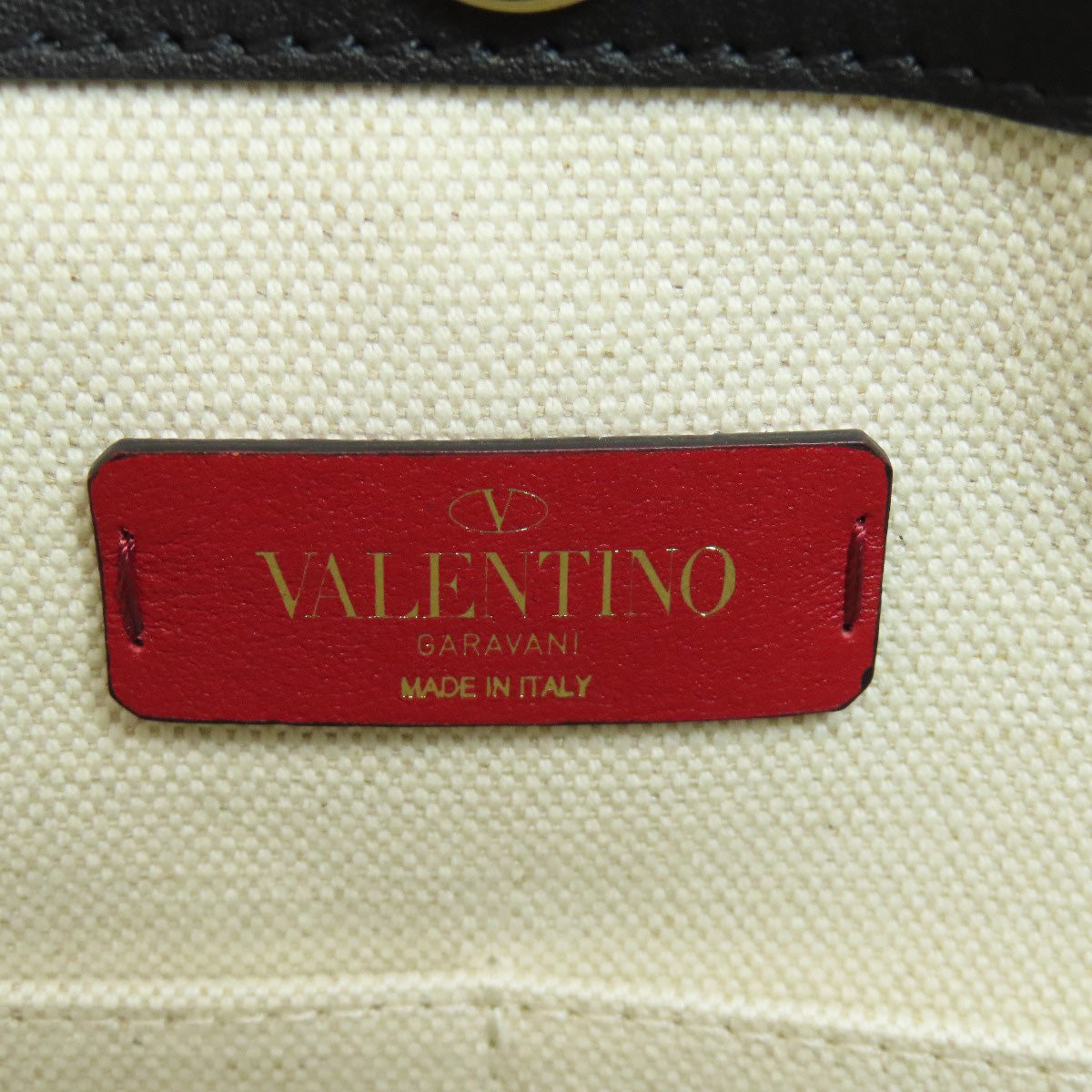 VALENTINO バレンティノ ロゴ スタッズ トートバッグ キャンバス レディース 中古