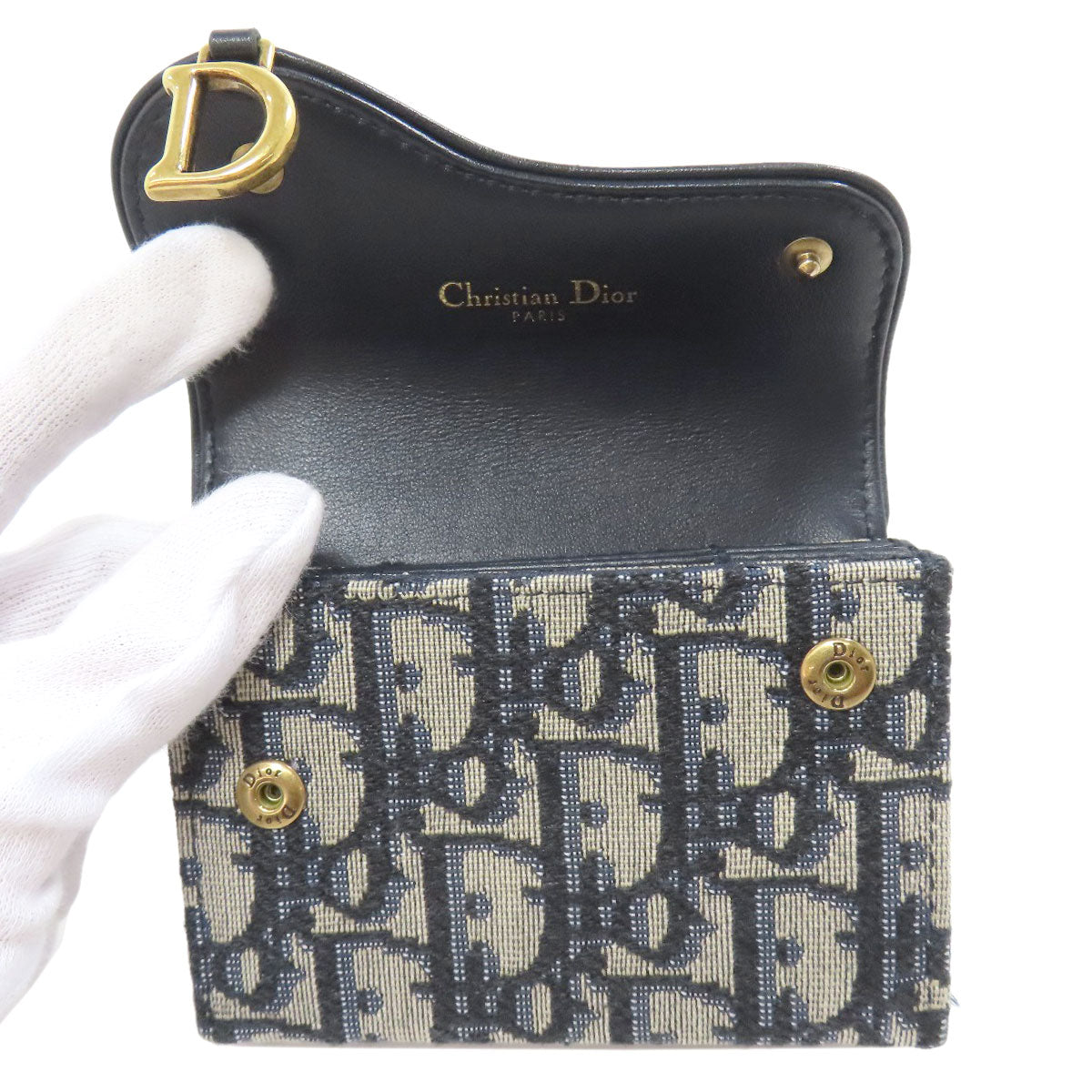 CHRISTIAN DIOR クリスチャンディオール サドル トロッター柄 カードケース キャンバス レディース 中古