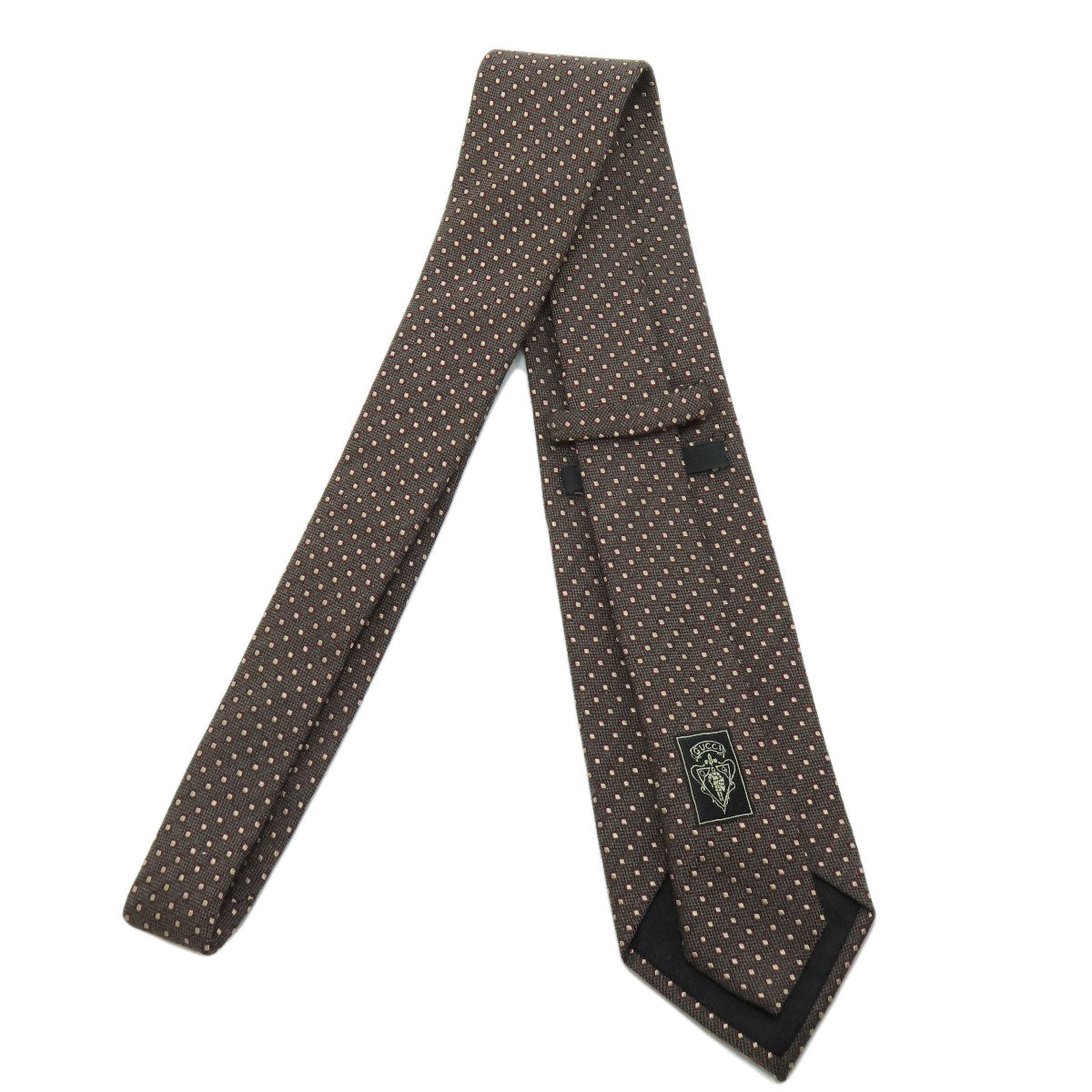GUCCI グッチ ロゴ ドット柄 ネクタイ ウール メンズ 中古