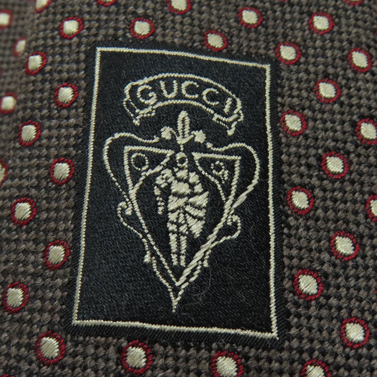GUCCI グッチ ロゴ ドット柄 ネクタイ ウール メンズ 中古