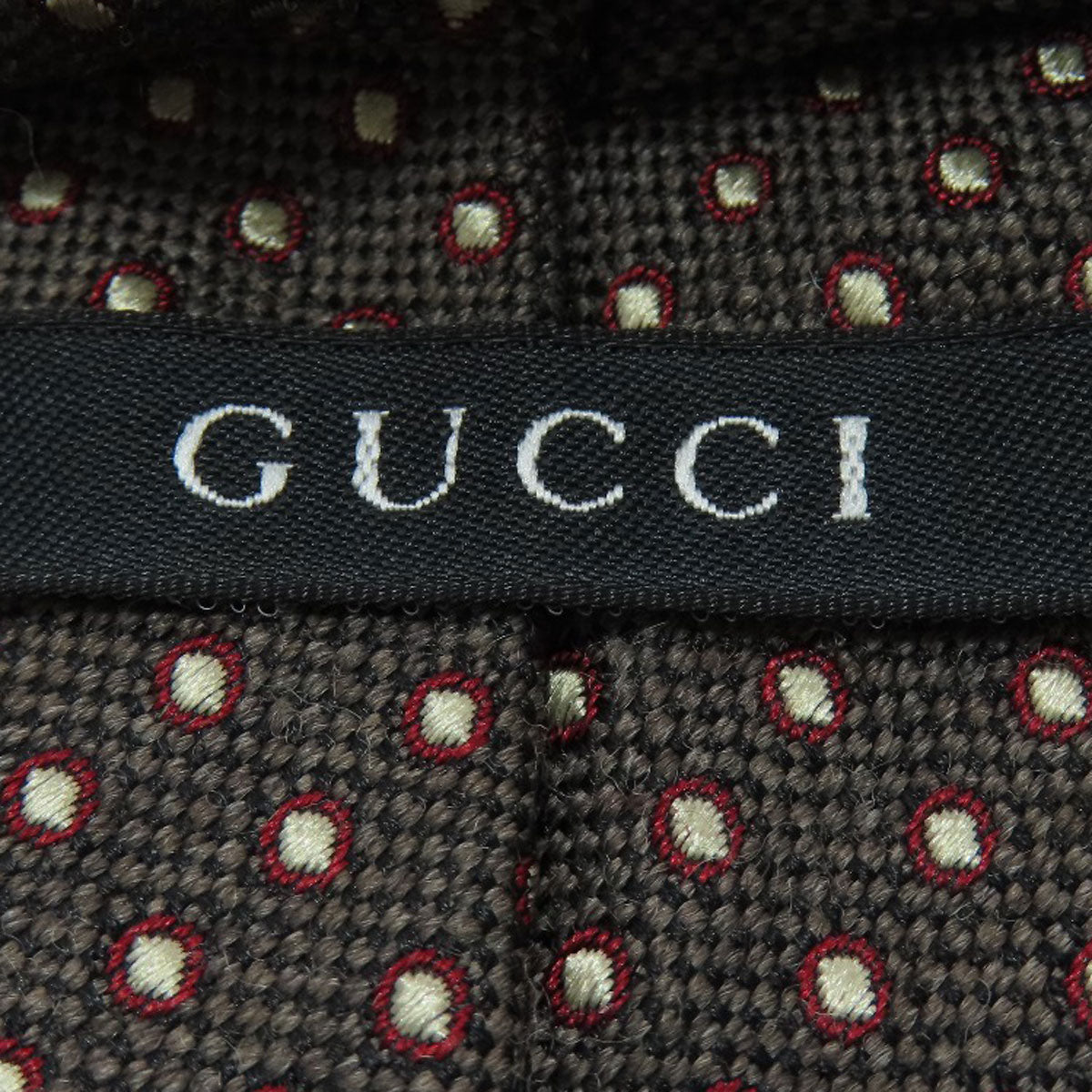 GUCCI グッチ ロゴ ドット柄 ネクタイ ウール メンズ 中古
