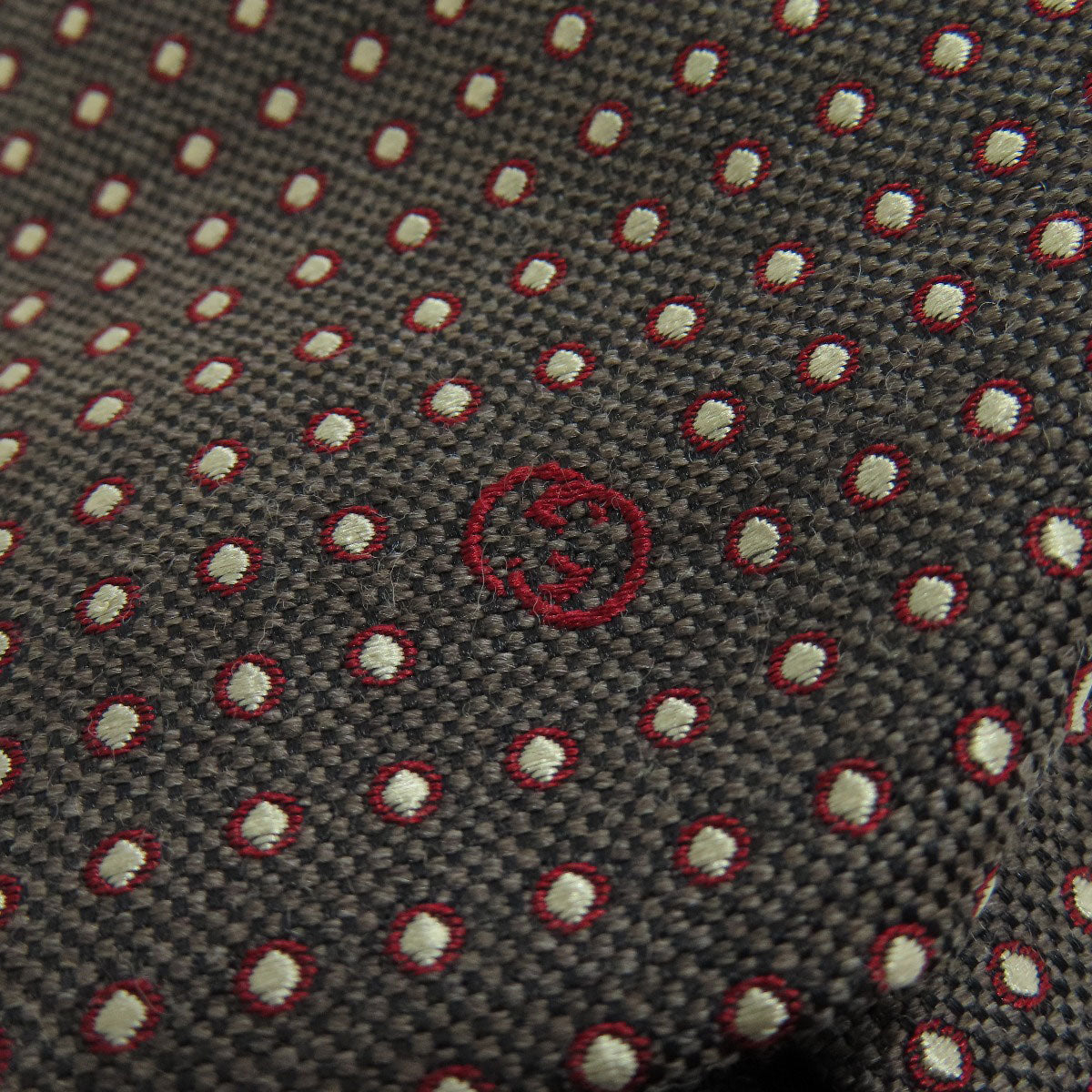 GUCCI グッチ ロゴ ドット柄 ネクタイ ウール メンズ 中古