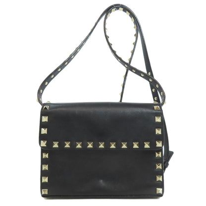 VALENTINO バレンティノ スタッズ ショルダーバッグ レザー レディース 中古