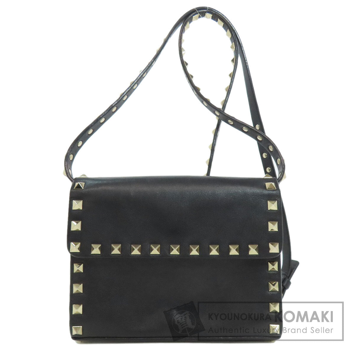 VALENTINO バレンティノ スタッズ ショルダーバッグ レザー レディース 中古