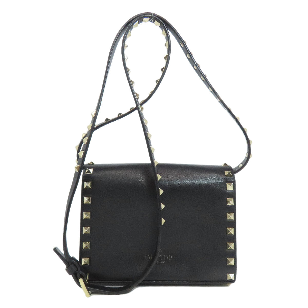 VALENTINO バレンティノ スタッズ ショルダーバッグ レザー レディース 中古