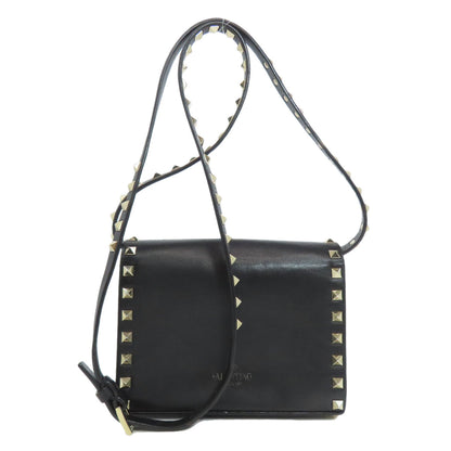 VALENTINO バレンティノ スタッズ ショルダーバッグ レザー レディース 中古