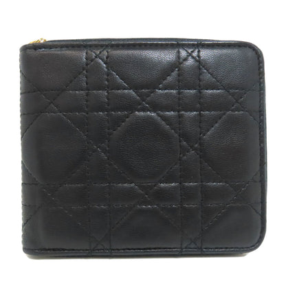 CHRISTIAN DIOR クリスチャンディオール カナージュ 二つ折り財布（小銭入れあり） ラムスキン レディース 中古