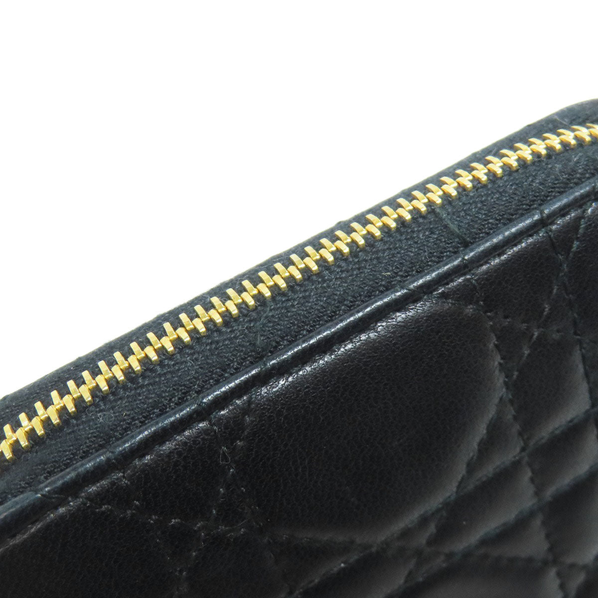CHRISTIAN DIOR クリスチャンディオール カナージュ 二つ折り財布（小銭入れあり） ラムスキン レディース 中古