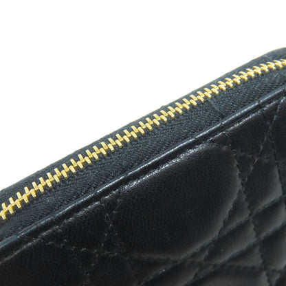 CHRISTIAN DIOR クリスチャンディオール カナージュ 二つ折り財布（小銭入れあり） ラムスキン レディース 中古