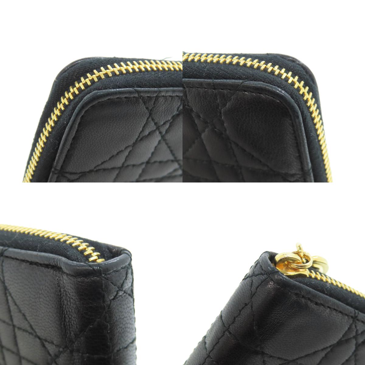 CHRISTIAN DIOR クリスチャンディオール カナージュ 二つ折り財布（小銭入れあり） ラムスキン レディース 中古