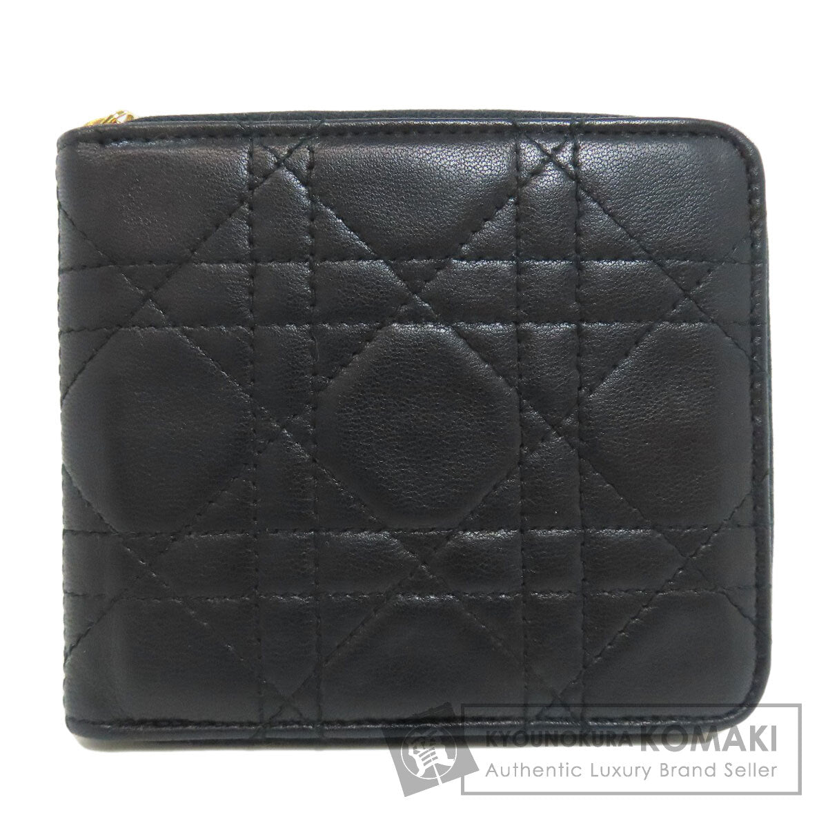 CHRISTIAN DIOR クリスチャンディオール カナージュ 二つ折り財布（小銭入れあり） ラムスキン レディース 中古