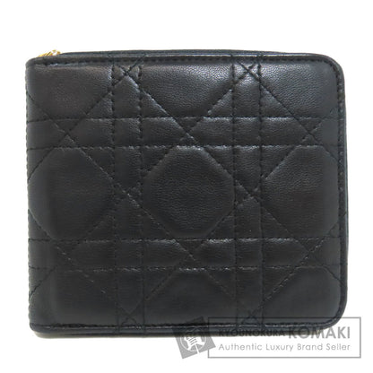 CHRISTIAN DIOR クリスチャンディオール カナージュ 二つ折り財布（小銭入れあり） ラムスキン レディース 中古