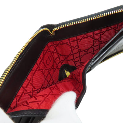 CHRISTIAN DIOR クリスチャンディオール カナージュ 二つ折り財布（小銭入れあり） ラムスキン レディース 中古