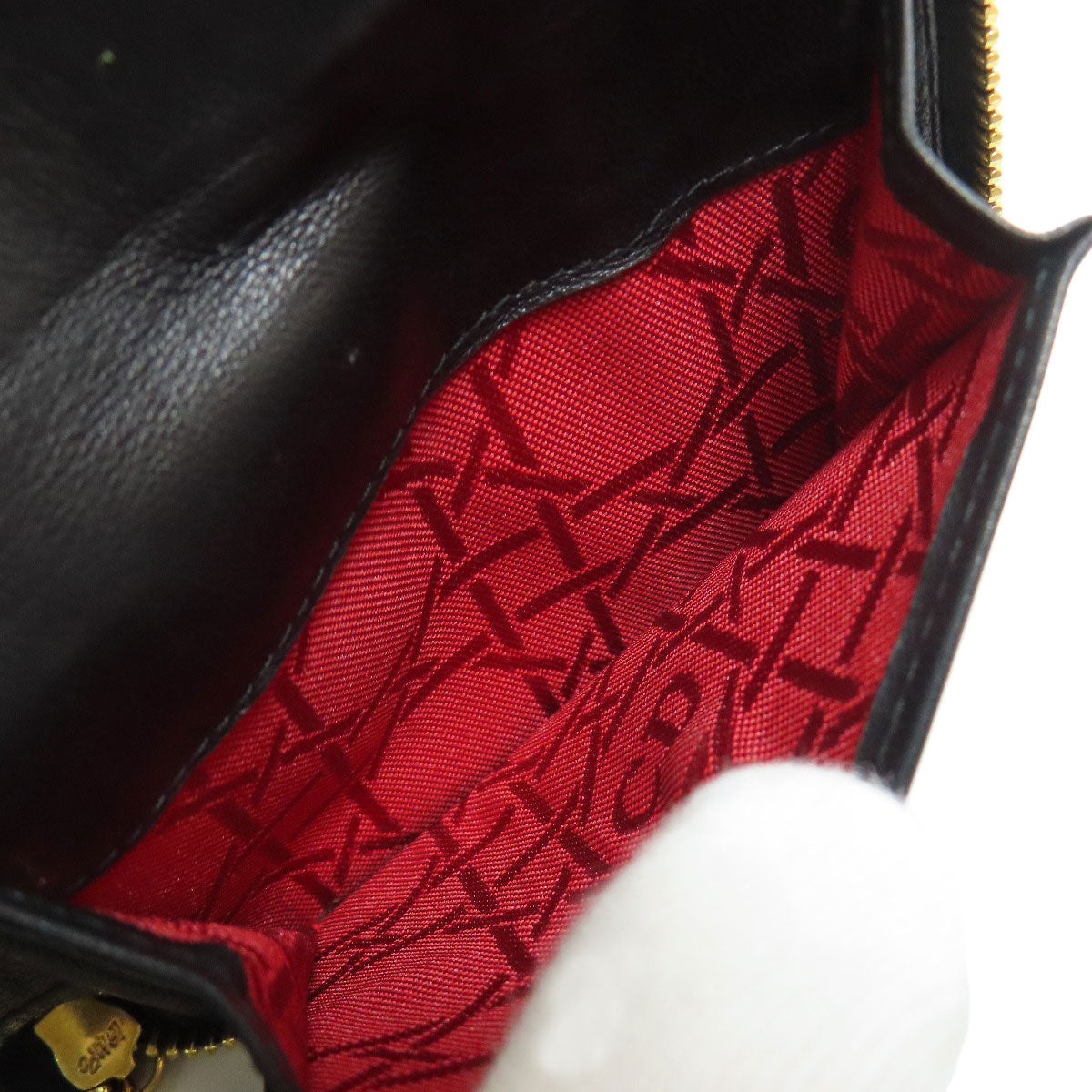 CHRISTIAN DIOR クリスチャンディオール カナージュ 二つ折り財布（小銭入れあり） ラムスキン レディース 中古