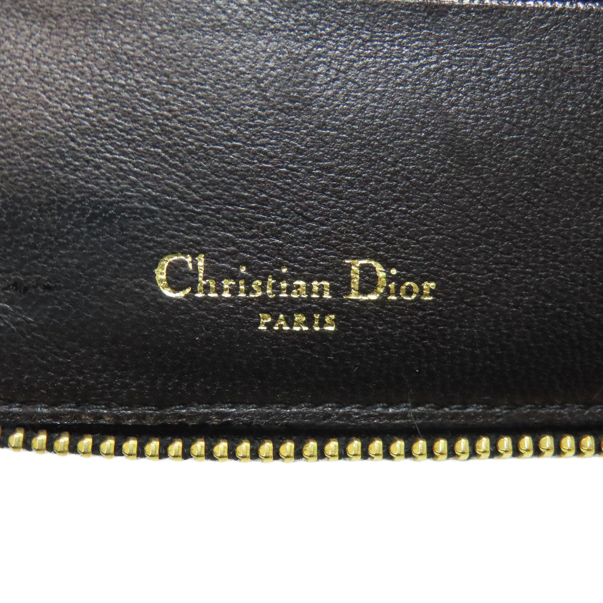 CHRISTIAN DIOR クリスチャンディオール カナージュ 二つ折り財布（小銭入れあり） ラムスキン レディース 中古