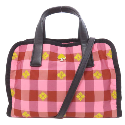 kate spade ケイトスペード モーリー チェック柄 2WAY ハンドバッグ ナイロン レディース 中古