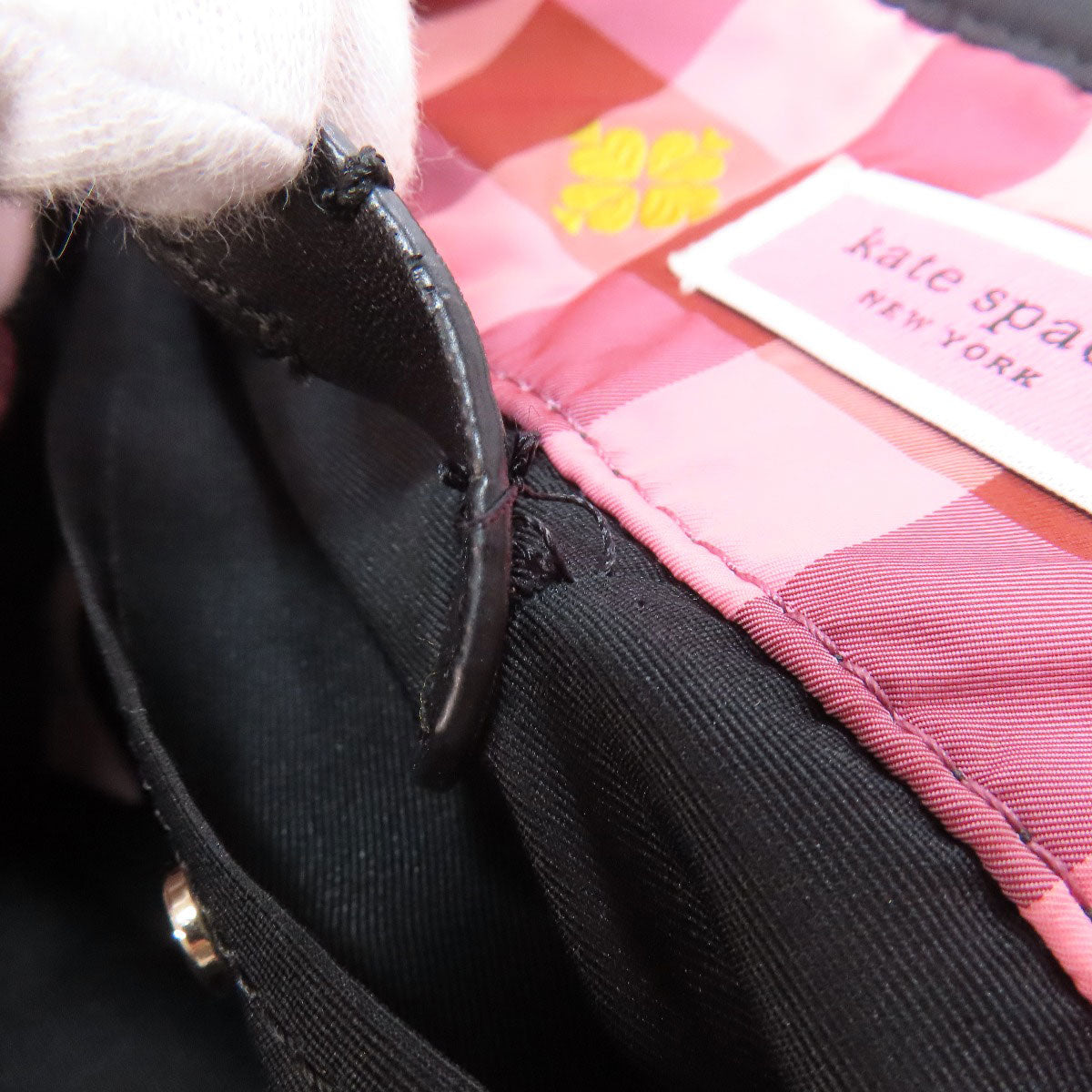kate spade ケイトスペード モーリー チェック柄 2WAY ハンドバッグ ナイロン レディース 中古