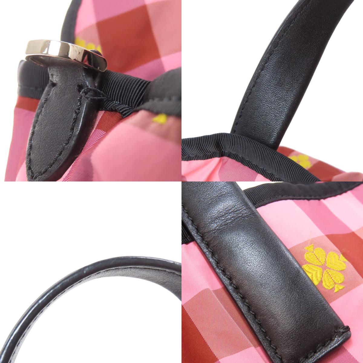 kate spade ケイトスペード モーリー チェック柄 2WAY ハンドバッグ ナイロン レディース 中古