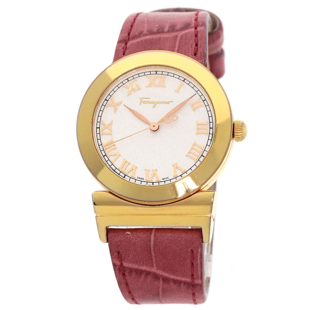Salvatore Ferragamo サルヴァトーレフェラガモ F72 ラウンドフェイス 腕時計 GP レディース 中古