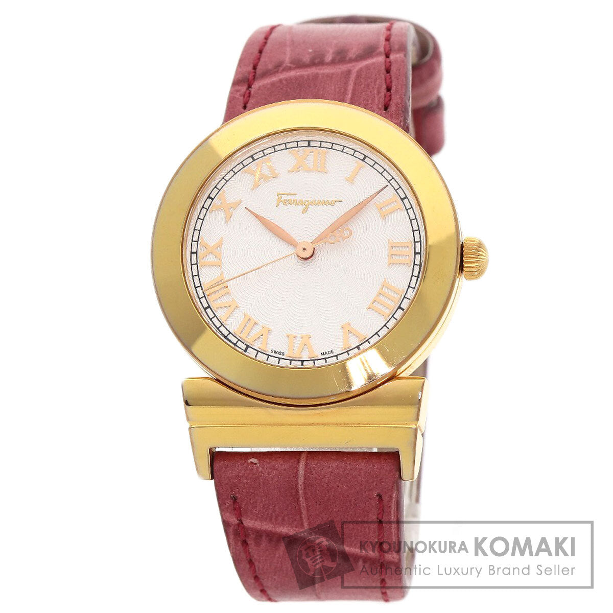 Salvatore Ferragamo サルヴァトーレフェラガモ F72 ラウンドフェイス 腕時計 GP レディース 中古