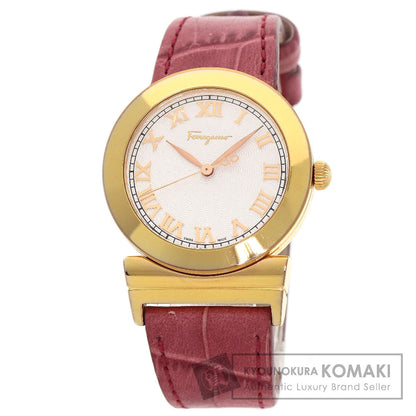 Salvatore Ferragamo サルヴァトーレフェラガモ F72 ラウンドフェイス 腕時計 GP レディース 中古