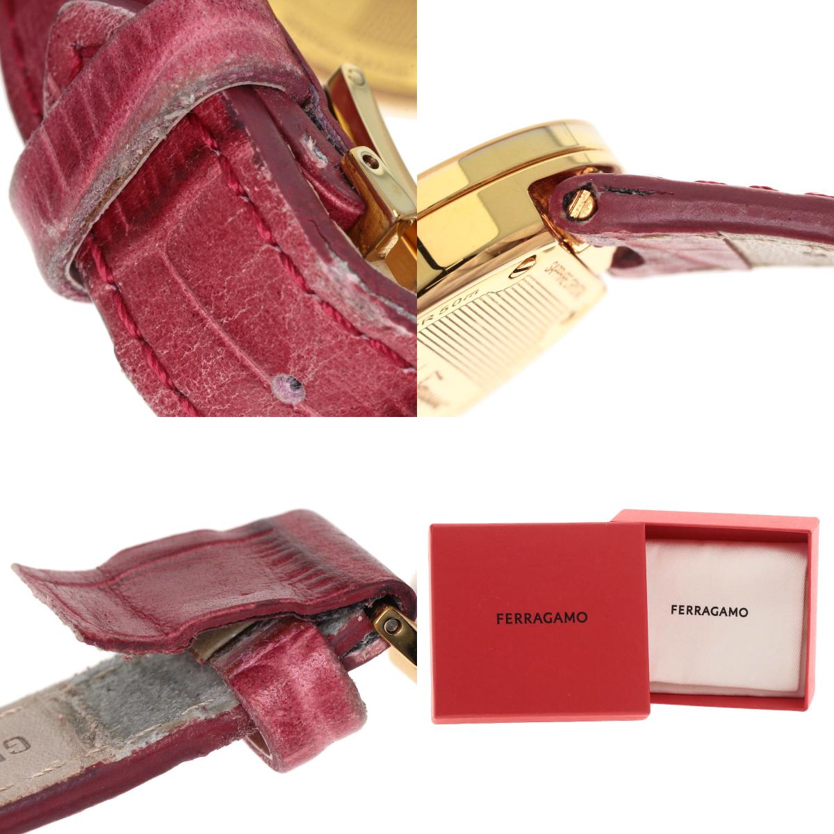 Salvatore Ferragamo サルヴァトーレフェラガモ F72 ラウンドフェイス 腕時計 GP レディース 中古