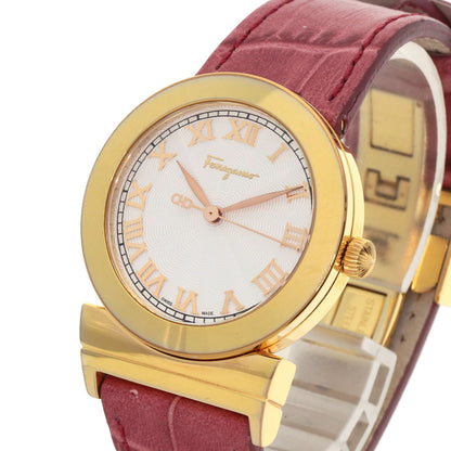 Salvatore Ferragamo サルヴァトーレフェラガモ F72 ラウンドフェイス 腕時計 GP レディース 中古