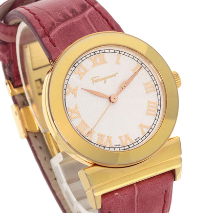 Salvatore Ferragamo サルヴァトーレフェラガモ F72 ラウンドフェイス 腕時計 GP レディース 中古