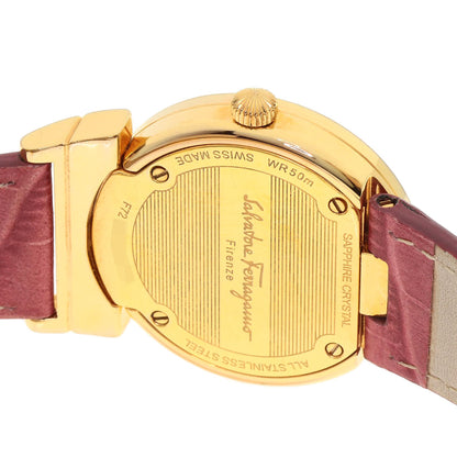 Salvatore Ferragamo サルヴァトーレフェラガモ F72 ラウンドフェイス 腕時計 GP レディース 中古