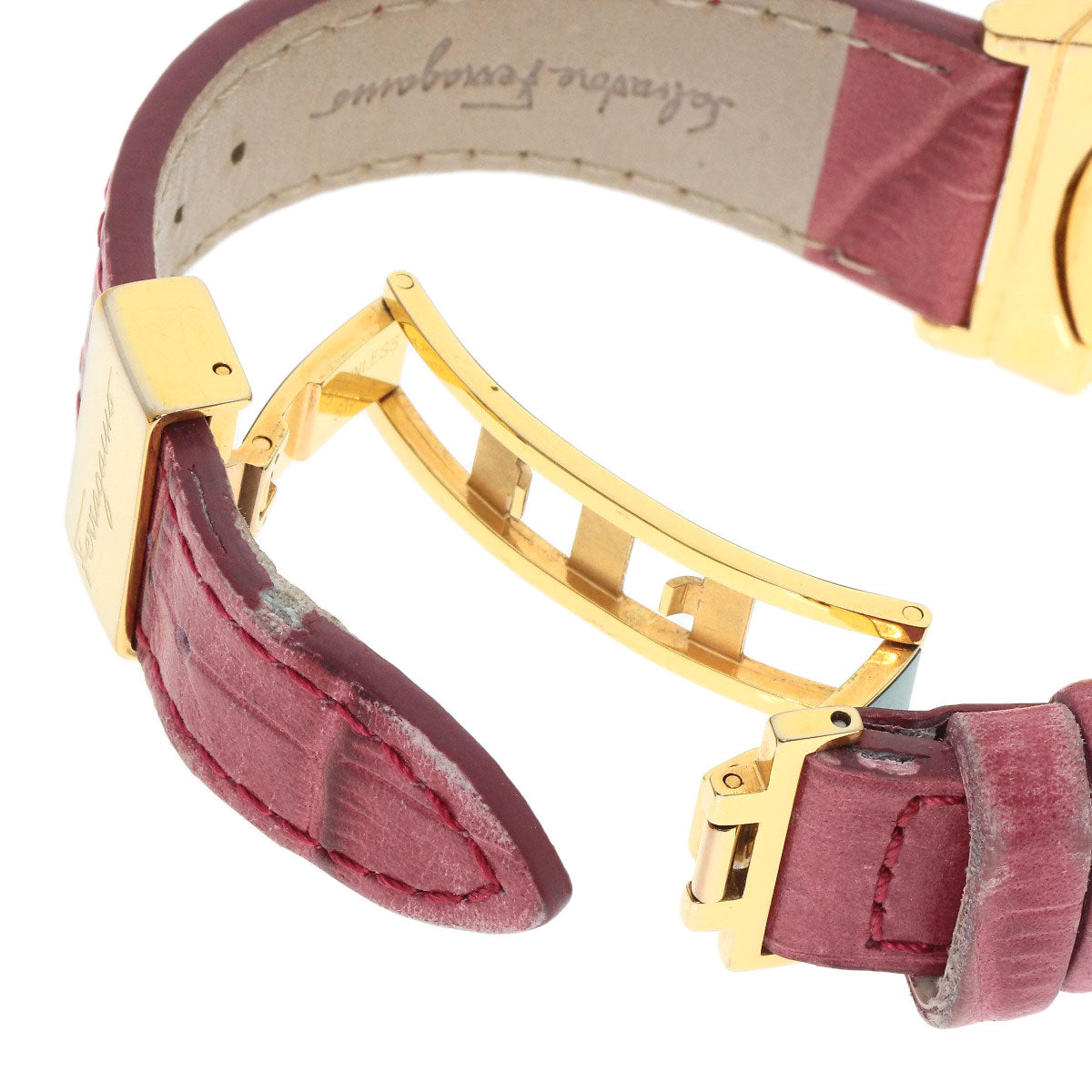 Salvatore Ferragamo サルヴァトーレフェラガモ F72 ラウンドフェイス 腕時計 GP レディース 中古