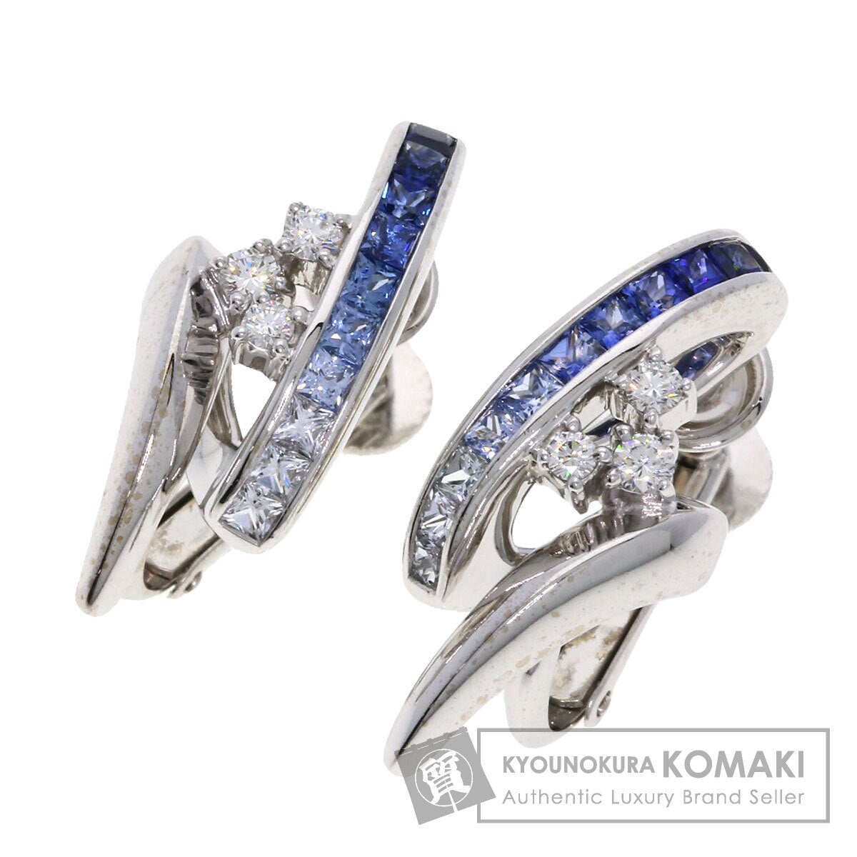 ジュネ サファイア ダイヤモンド イヤリング 中古 商品画像1