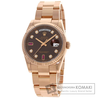 ROLEX ロレックス 118235F デイデイト ルビー ダイヤモンド 腕時計 K18PG メンズ 中古