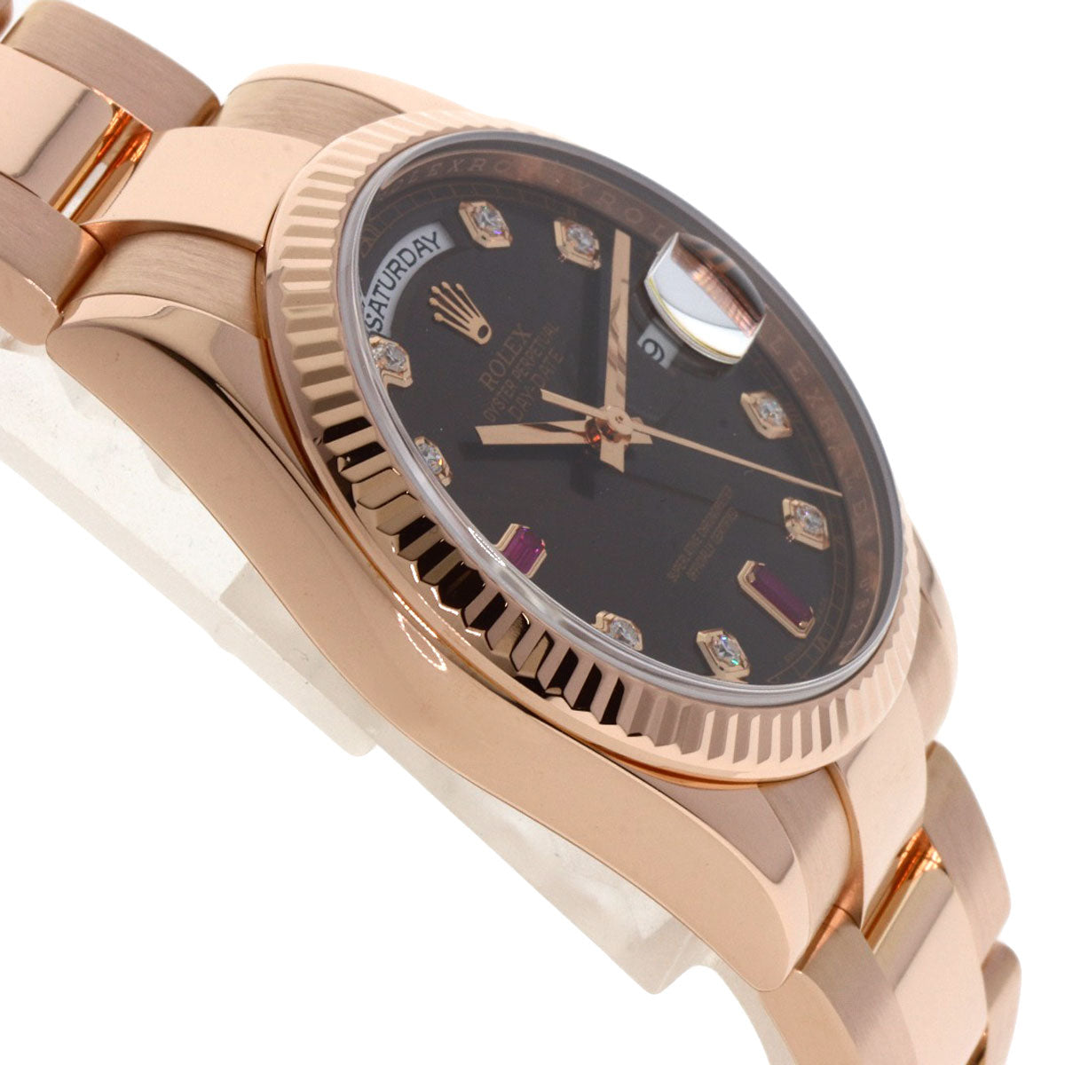 ROLEX ロレックス 118235F デイデイト ルビー ダイヤモンド 腕時計 K18PG メンズ 中古